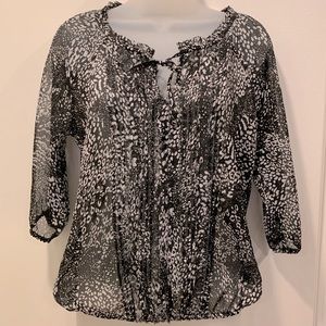 Express Black and White Sheer Blouse, Size Small